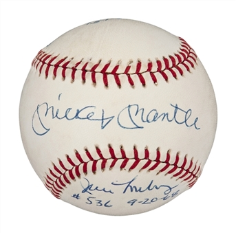 Mickey Mantle/Randy Gumpert/Jim Lonborg Signed Baseball (PSA/DNA)